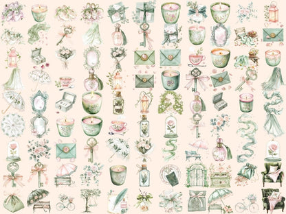 Sage & Blush Watercolor Clipart blush bouquet png - Wonders Artist