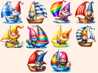 Sailboat Gnomes Clipart Cute gnome art - Wonders Artist