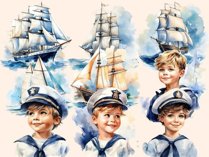 Sailboats Watercolor Clipart boat clipart - Wonders Artist