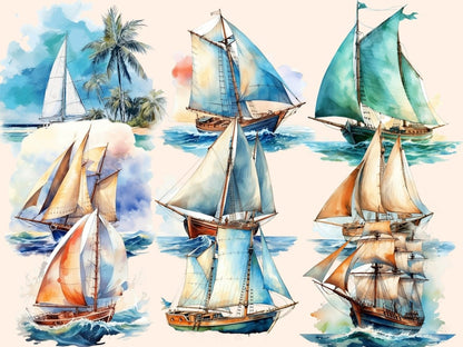 Sailboats Watercolor Clipart boat clipart - Wonders Artist