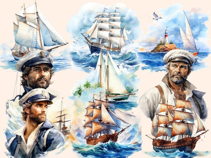 Sailboats Watercolor Clipart boat clipart - Wonders Artist