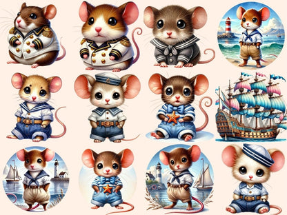 Sailor Mice Clipart Cute Sailor Mice - Wonders Artist