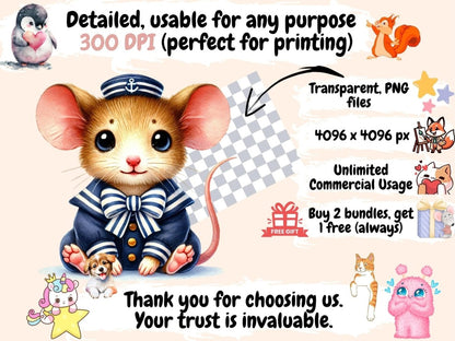 Sailor Mice Clipart Cute Sailor Mice - Wonders Artist