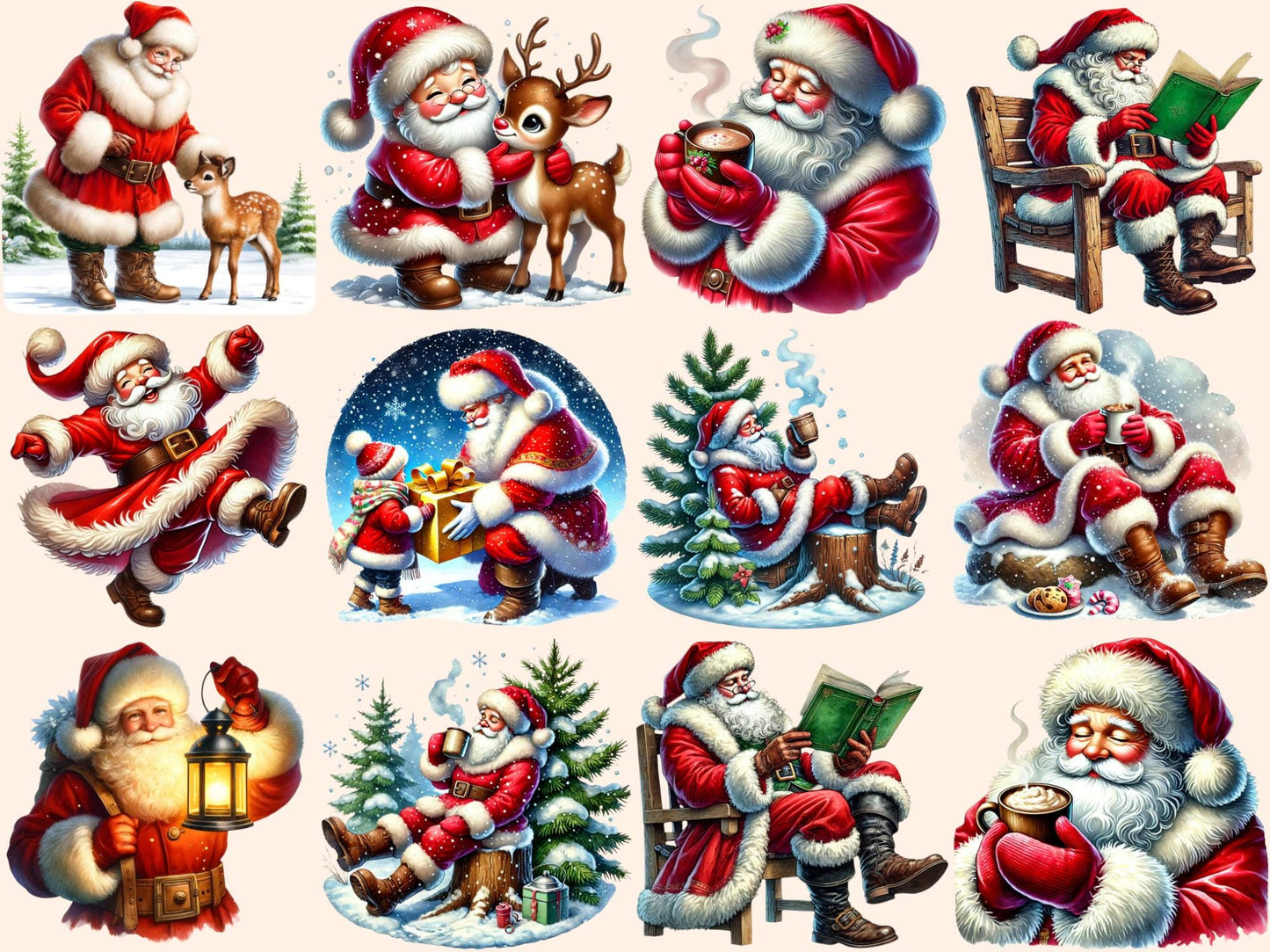 Santa Claus (P3) Clipart - High - Quality Instant Digital Download for Creative Projects