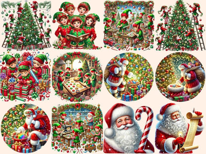 Santa & Elves Clipart Christmas Characters - Wonders Artist