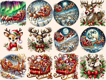 Santa's Reindeer Clipart Christmas Deer Clip - Wonders Artist