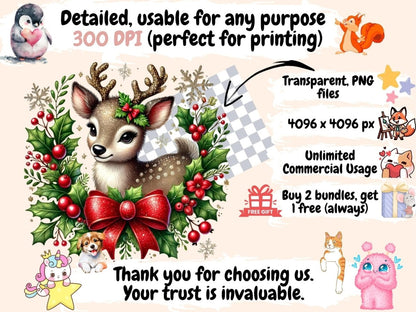 Santa's Reindeer Clipart Christmas Deer Clip - Wonders Artist