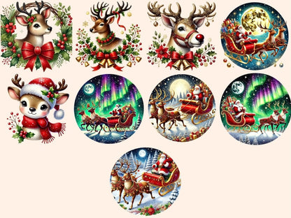 Santa's Reindeer Clipart Christmas Deer Clip - Wonders Artist