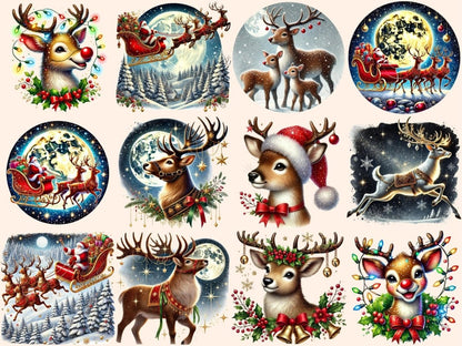 Santa's Reindeer (P2) Clipart Christmas Deer Clip - Wonders Artist