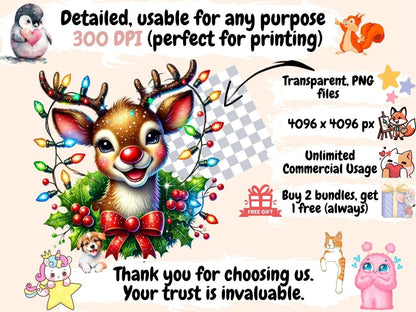 Santa's Reindeer (P2) Clipart Christmas Deer Clip - Wonders Artist