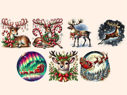 Santa's Reindeer (P2) Clipart Christmas Deer Clip - Wonders Artist