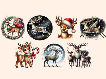 Santa's Reindeer (P3) Clipart Christmas Deer Clip - Wonders Artist
