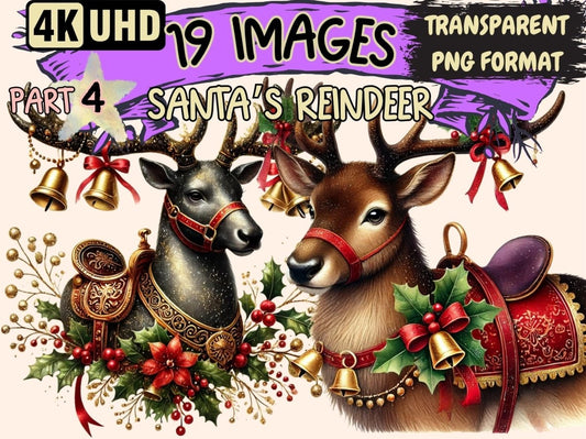 Santa's Reindeer (P4) Clipart christmas clipart - Wonders Artist
