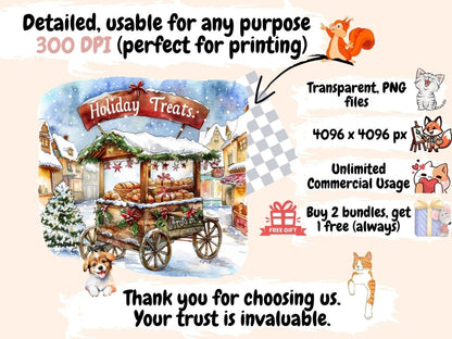 Santa's Village Watercolor Clipart Christmas Fantasy - Wonders Artist