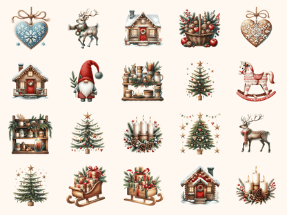 Scandi Christmas Clipart All Bundles Clipart Line Art - WondersArtist