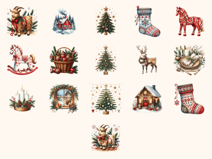 Scandi Christmas Clipart All Bundles Clipart Line Art - WondersArtist