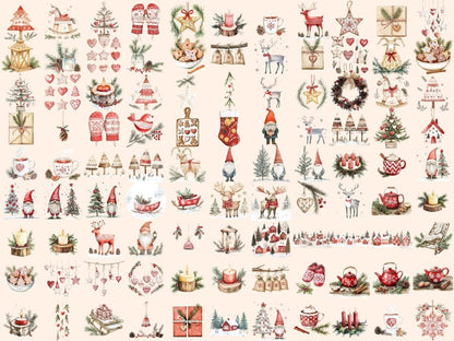 Scandinavian Christmas Watercolor Clipart Christmas Clipart - Wonders Artist