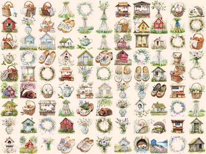 Scandinavian Spring Watercolor Clipart botanical spring png - Wonders Artist