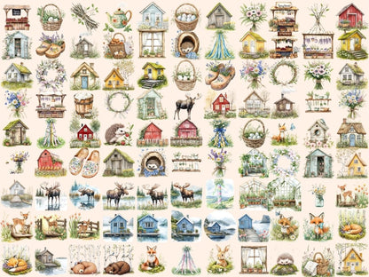 Scandinavian Spring Watercolor Clipart botanical spring png - Wonders Artist