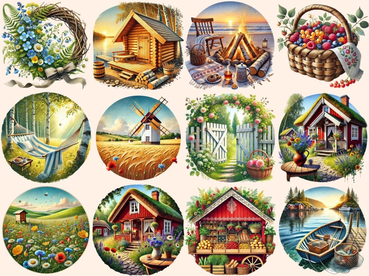 Scandinavian Summer Clipart botanical summer art - Wonders Artist