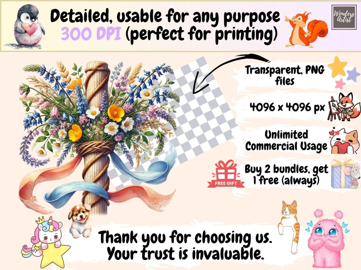 Scandinavian Summer Clipart botanical summer art - Wonders Artist