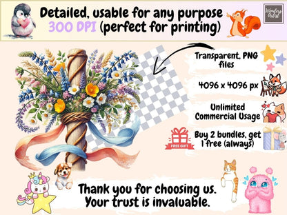 Scandinavian Summer Clipart botanical summer art - Wonders Artist