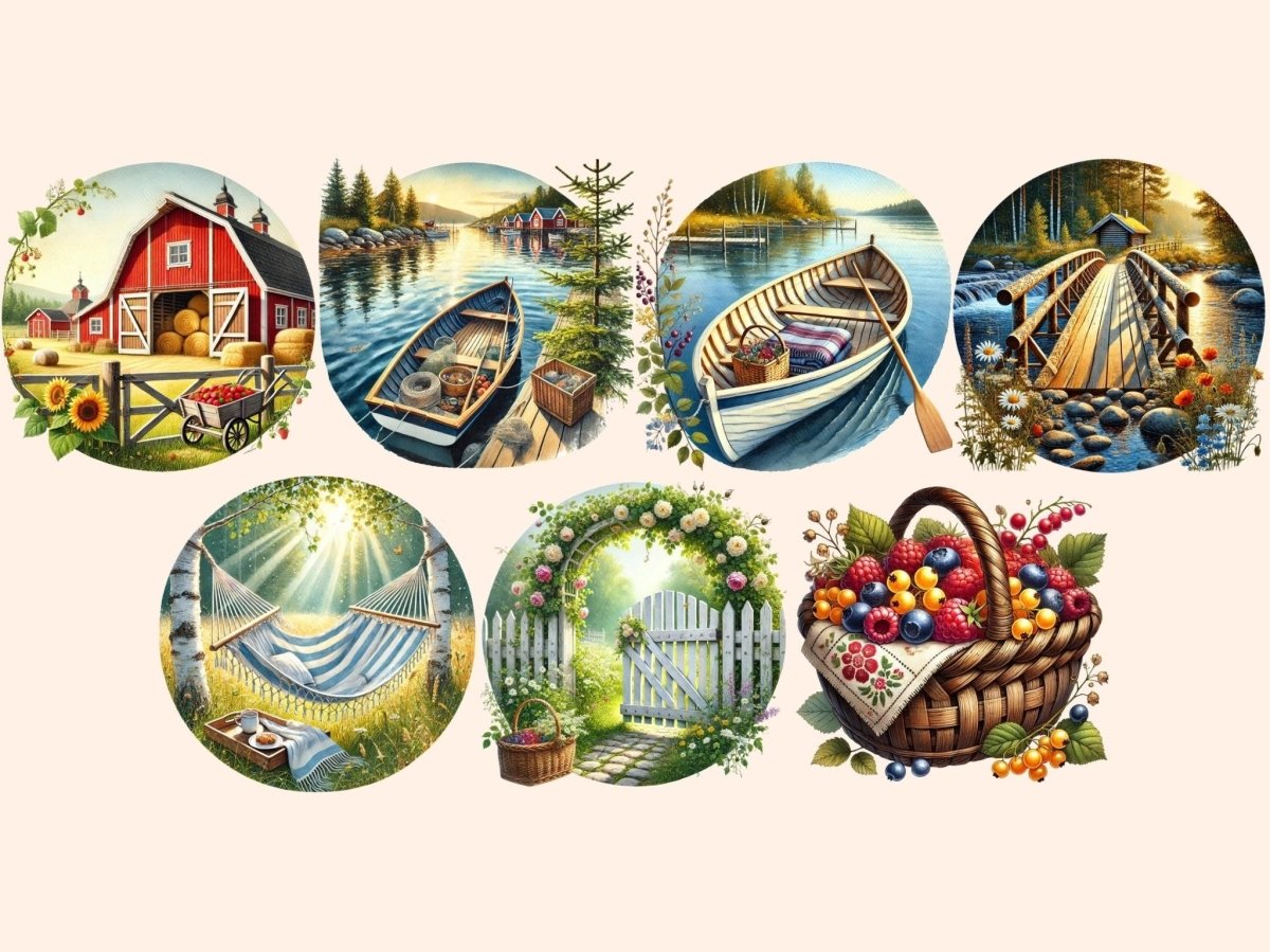 Scandinavian Summer Clipart botanical summer art - Wonders Artist