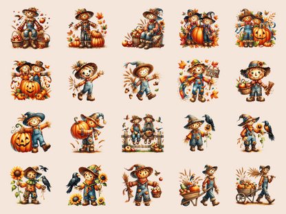 Scarecrow Friends Clipart All Bundles Clipart Line Art - WondersArtist