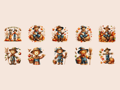 Scarecrow Friends Clipart All Bundles Clipart Line Art - WondersArtist