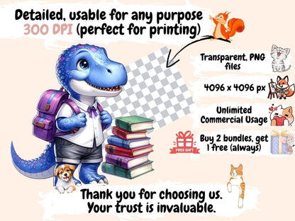 School Dinosaurs Clipart back to school png - Wonders Artist