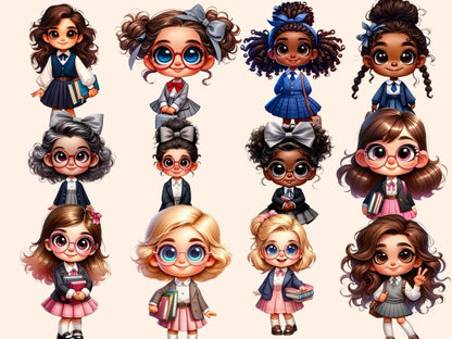 School Girls Clipart back - to - school girls - Wonders Artist