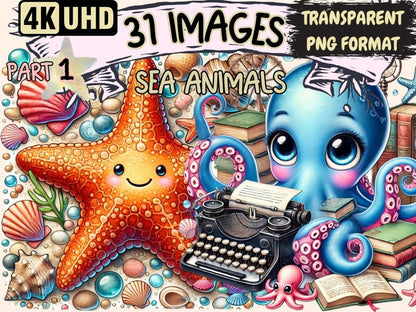 Sea Animals Clipart aquatic graphics - Wonders Artist