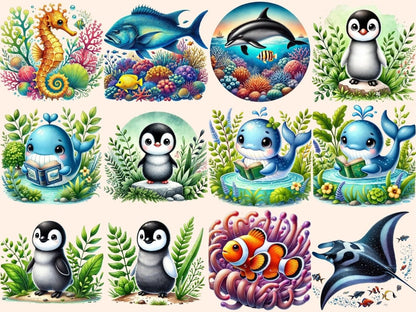 Sea Animals Clipart aquatic graphics - Wonders Artist
