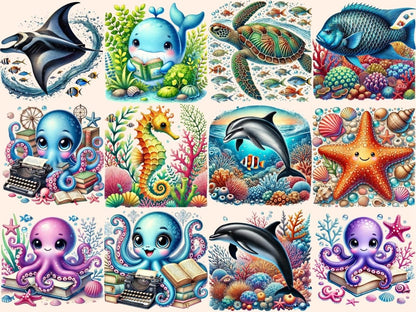 Sea Animals Clipart aquatic graphics - Wonders Artist