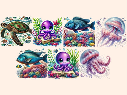 Sea Animals Clipart aquatic graphics - Wonders Artist