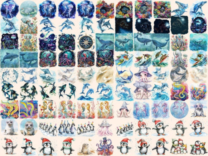 Sea Animals Watercolor Clipart cute animal clipart - Wonders Artist