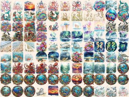 Sea Animals Watercolor Clipart cute animal clipart - Wonders Artist