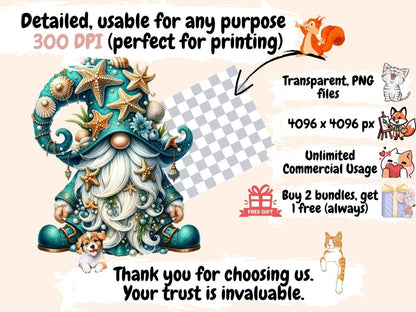 Sea Gnomes Clipart Cute gnome art - Wonders Artist