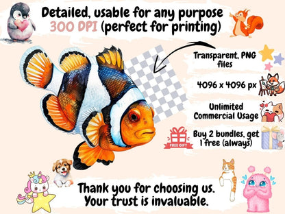 Sea Life Watercolor Clipart Aquatic Animals - Wonders Artist