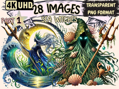 Sea Witches Clipart enchanted sea art - Wonders Artist
