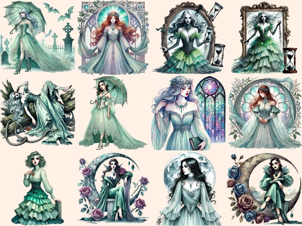 Seafoam Female Vampires Clipart cute vampire png fantasy vampire png female vampire png - WondersArtist