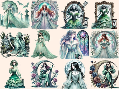 Seafoam Female Vampires Clipart cute vampire png fantasy vampire png female vampire png - WondersArtist