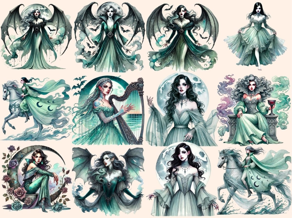 Seafoam Female Vampires Clipart cute vampire png fantasy vampire png female vampire png - WondersArtist