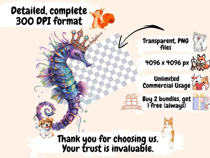 Seahorses Watercolor Clipart nautical nursery - Wonders Artist