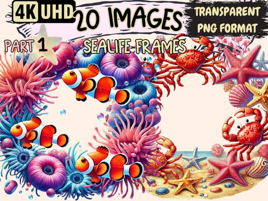 Sealife Frames Clipart Aquatic Frame PNG - Wonders Artist
