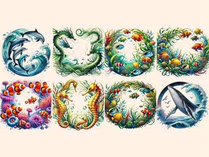 Sealife Frames Clipart Aquatic Frame PNG - Wonders Artist