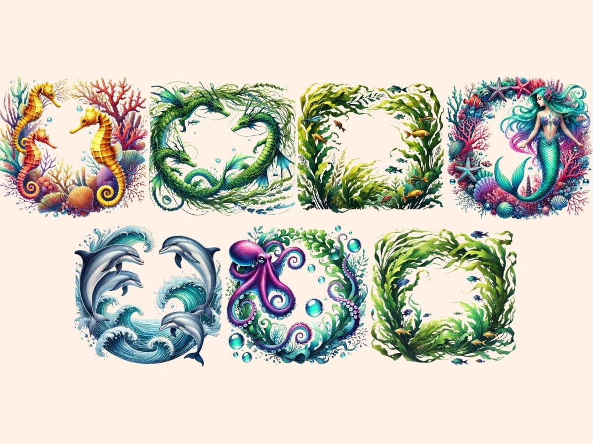 Sealife Frames (P2) Clipart Aquatic Frame PNG - Wonders Artist