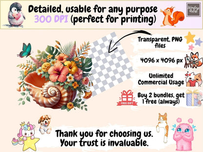 Seashell Garden Clipart beach clipart coastal shell art marine clipart - WondersArtist