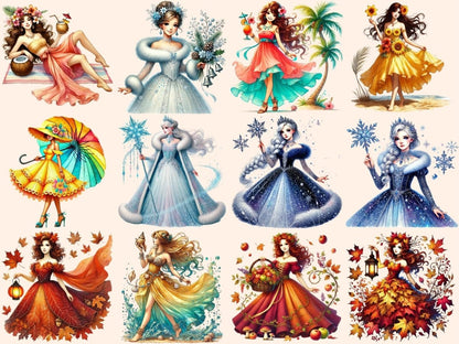 Season Princesses Clipart Autumn Princess Art - Wonders Artist