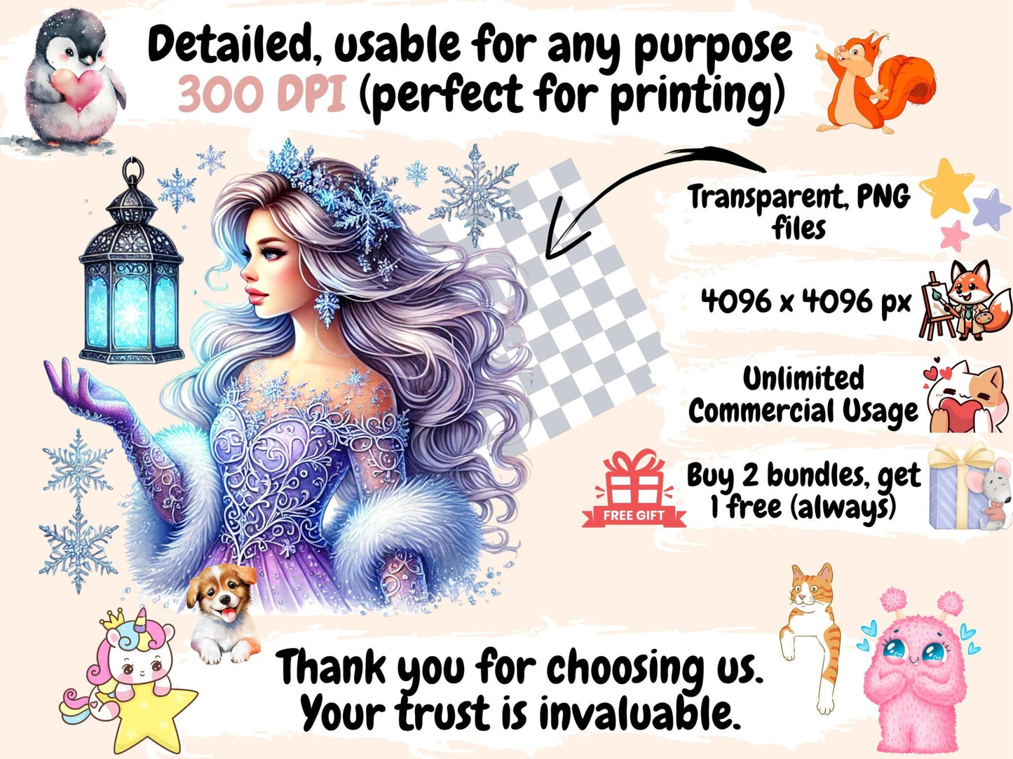 Season Princesses Clipart - High - Quality Instant Digital Download for Creative Projects